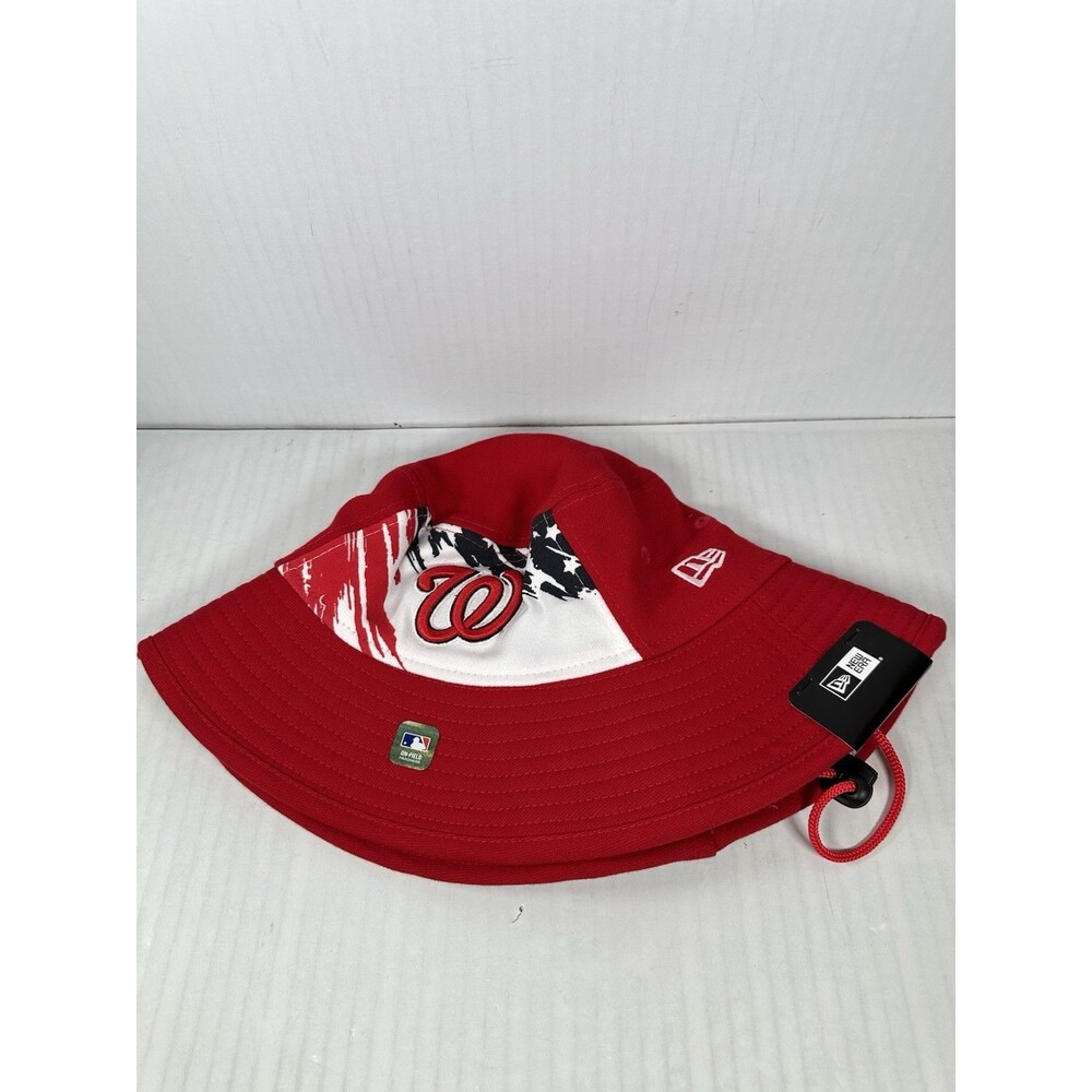 New Era Washington Nationals 2022 4th of July Bucket Hat Red Men’s OSFM USA NWT